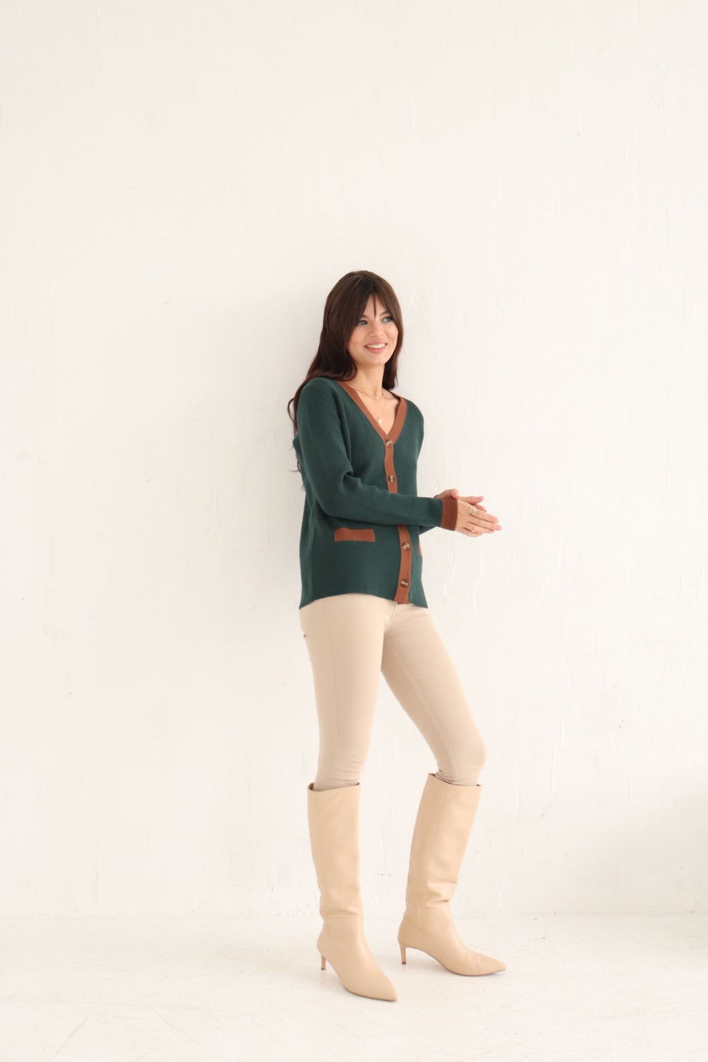 Martichelli Кардиган Emerald с коричневой отделкой  фото 16