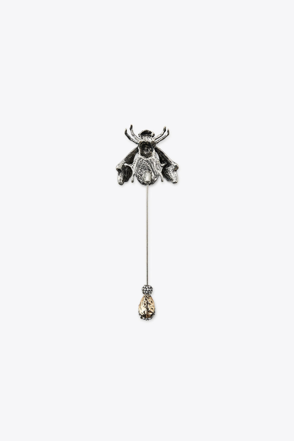 MAXI METAL BEE BROOCH WITH RHINESTONES