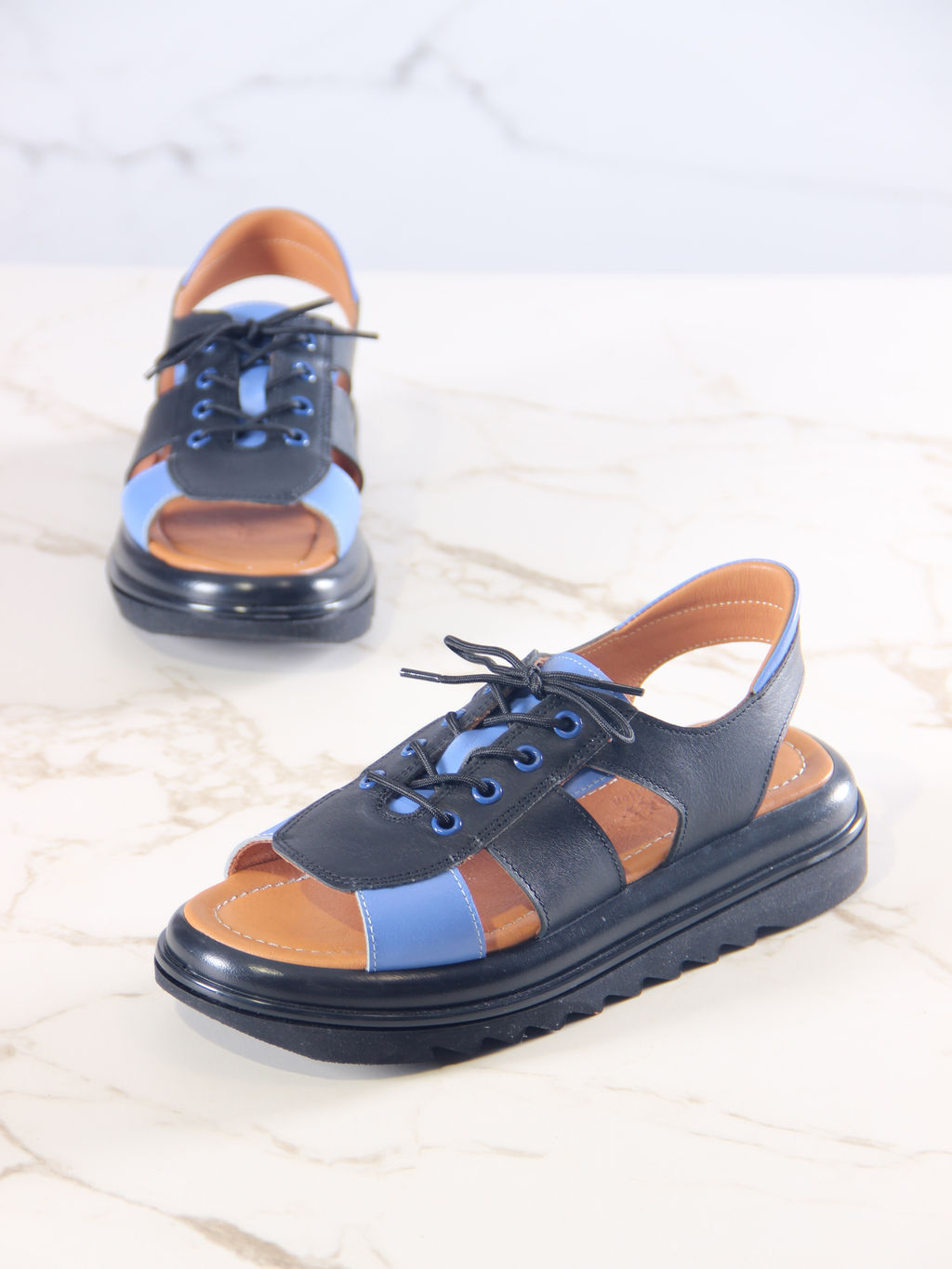 Босоножки 2029.2525bl.Черный синий+черный