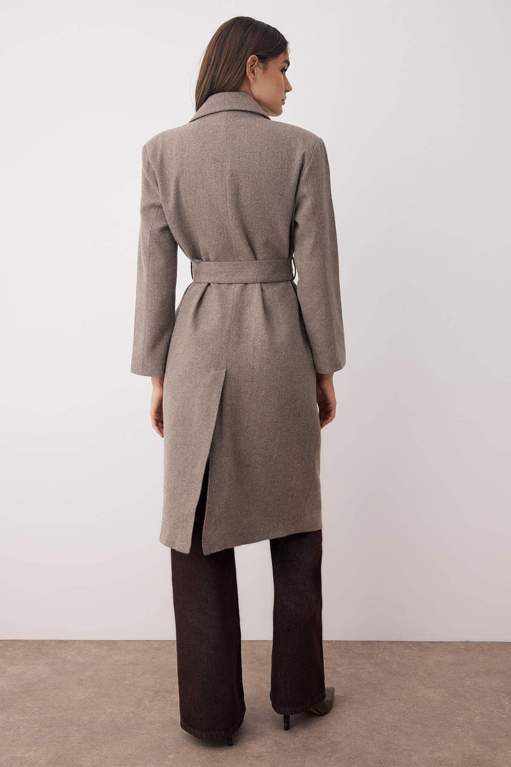 Vizon Bal?ks?rt? Kruvaze Oversize Uzun Kase Kaban TWOAW26KB00035 - Trendyolmilla фото 3