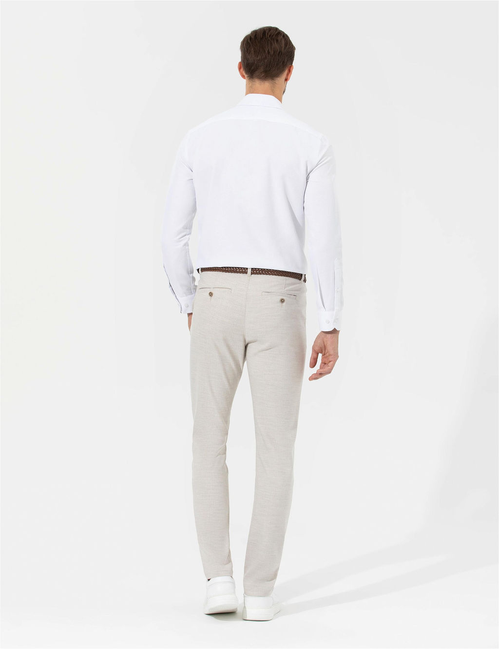 Bej Slim Fit Beli Lastikli Kanvas Pantolon - Pierre cardin фото 6