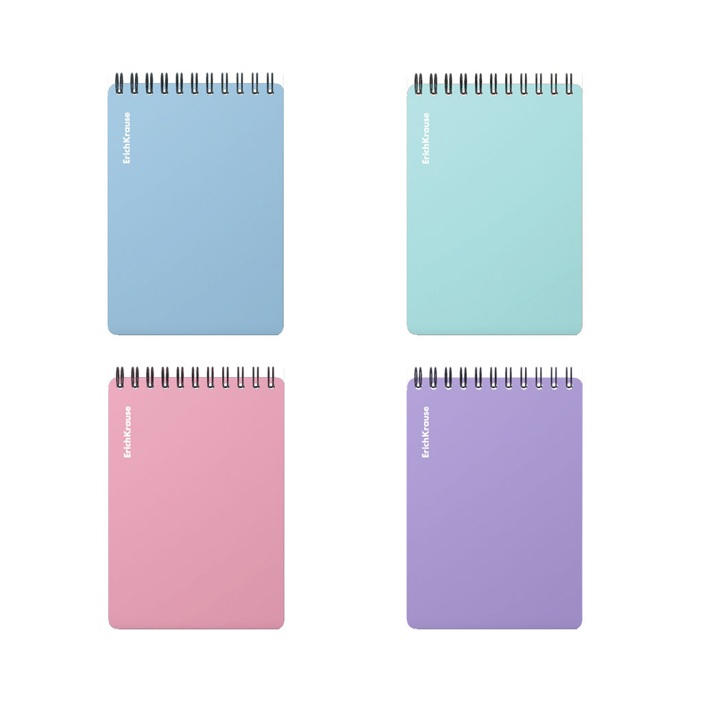Цена за 4 шт. Блокнот с пластиковой обложкой на спирали ErichKrause Pastel, А7, 80 листов, клетка_MIX-PACK  фото 2