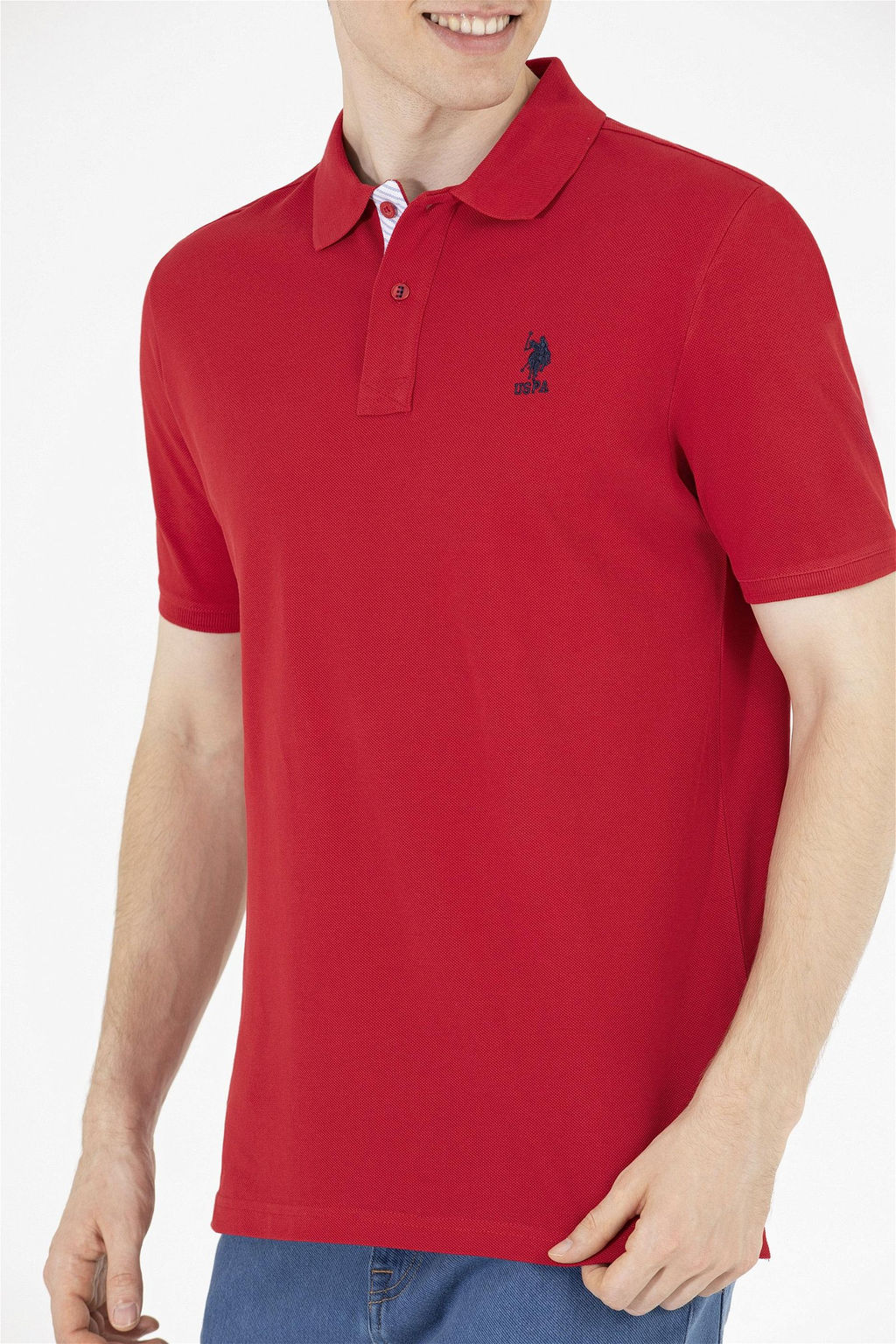 Мужская классическая красная футболка с воротником поло Basic - U.s. polo assn фото 13