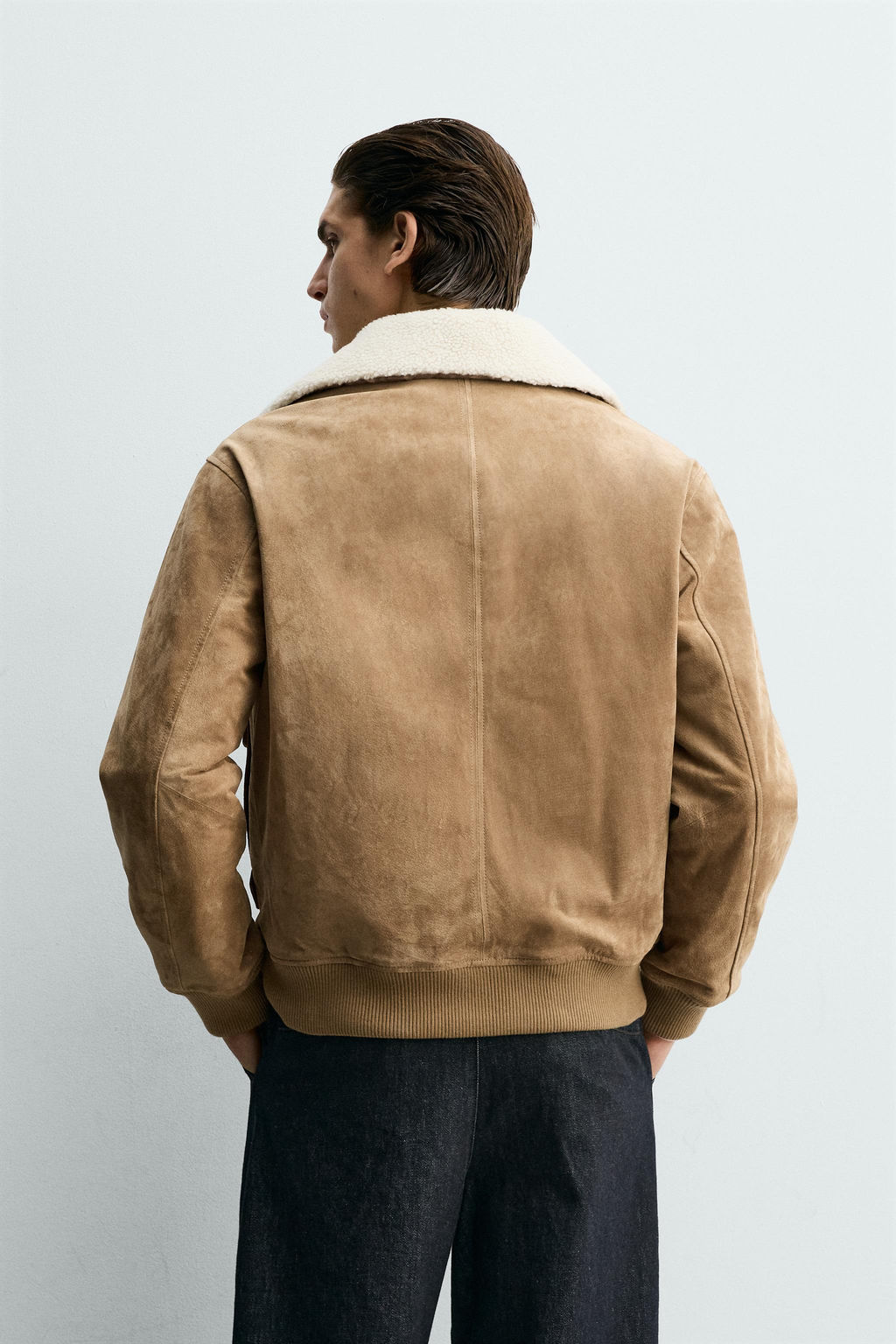 LEATHER AND SUEDE JACKET WITH FAUX SHEARLING - Zara фото 3