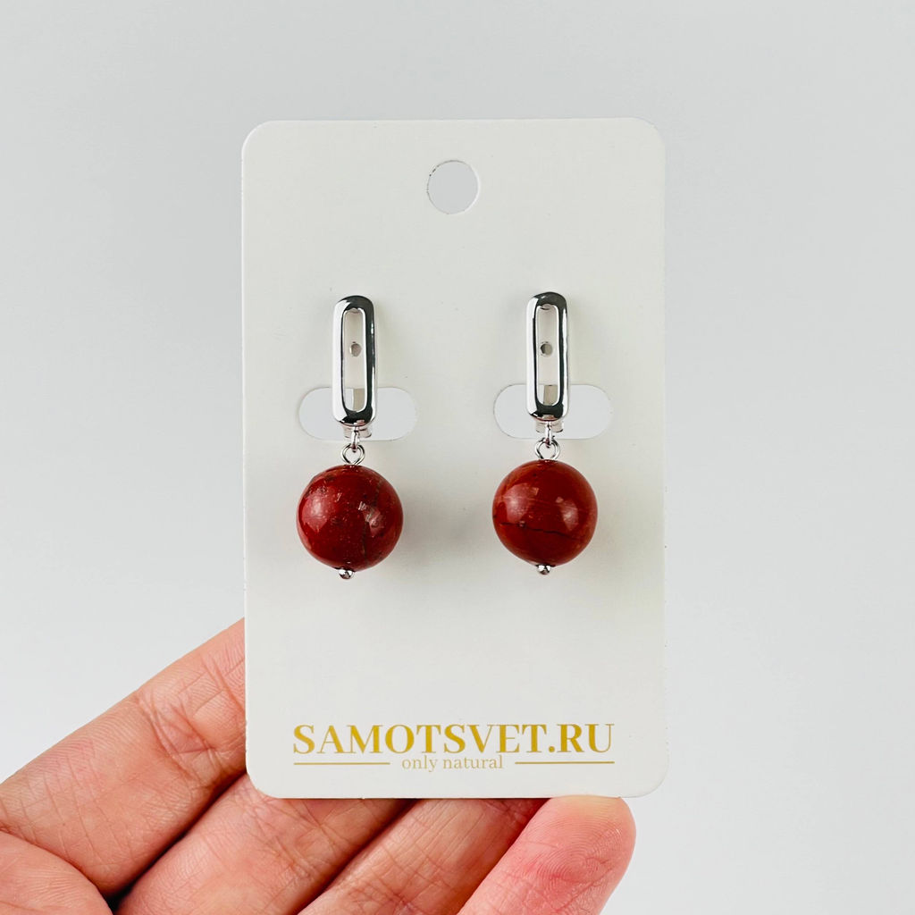 Серьги из кирпичной Яшмы