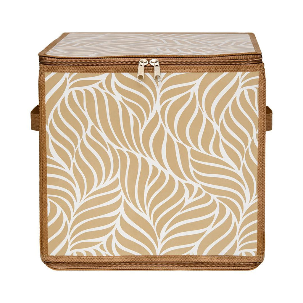Короб складной на молнии "Листья", Д300 Ш300 В300, бежевый