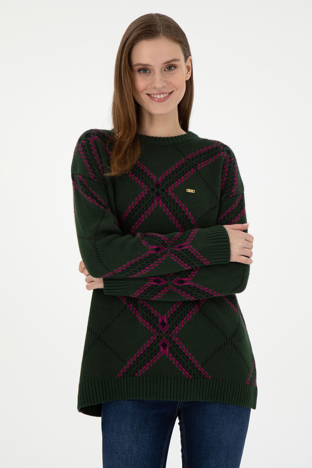 Женский темно-зеленый свитер с круглым вырезом Неожиданная скидка в корзине - U.s. polo assn фото 3