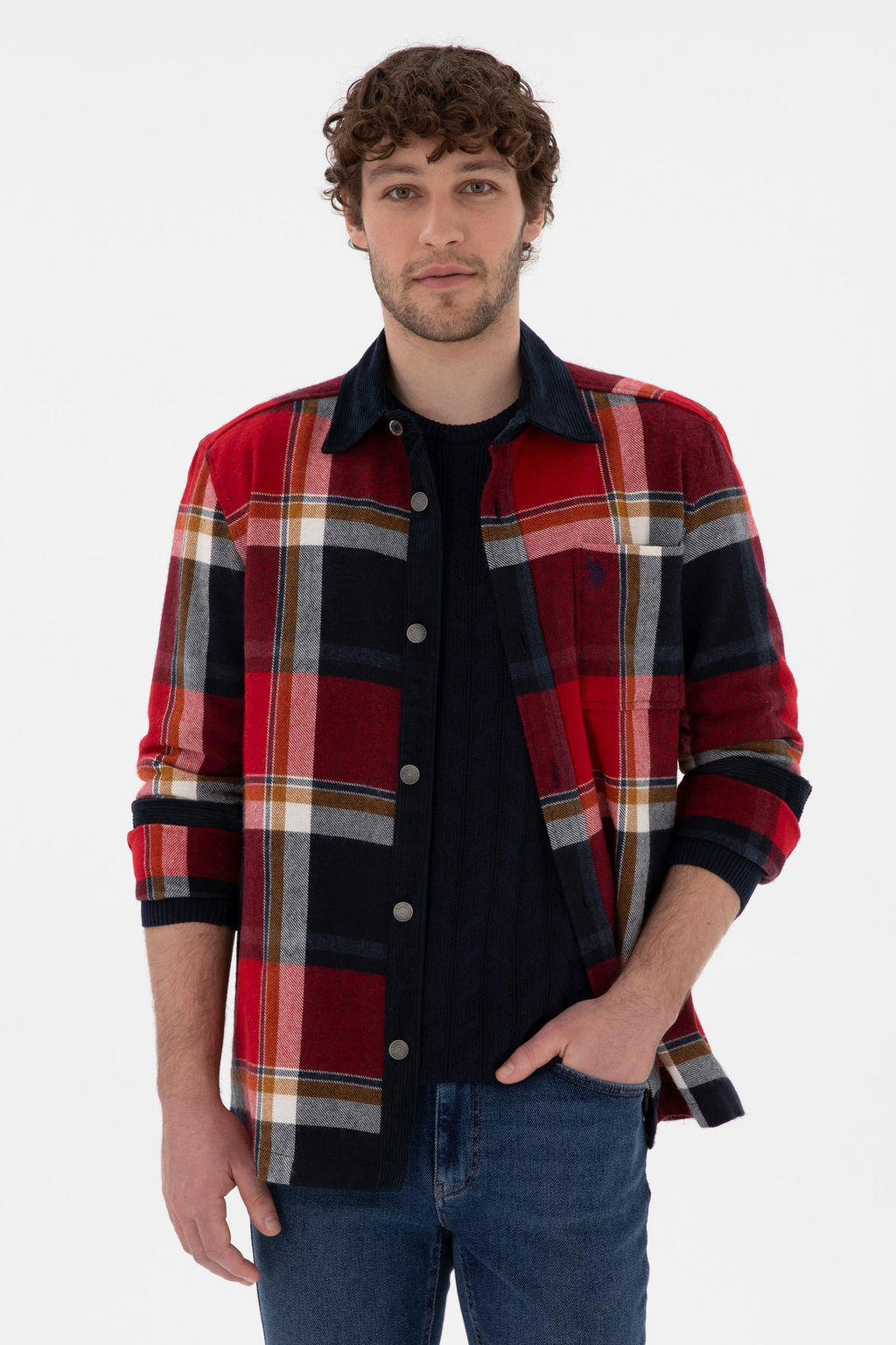 Мужская красная рубашка с длинным рукавом 1 бесплатно для 1 зоны в рубашках