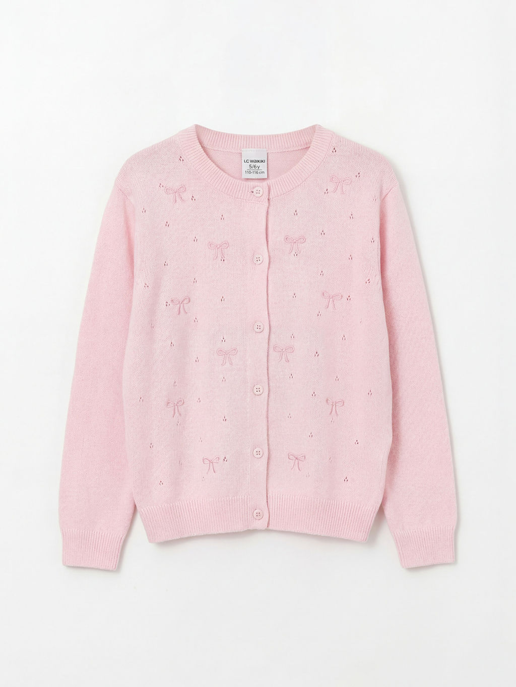 Bisiklet Yaka Fiyonk Nak??l? K?z ?ocuk Triko H?rka