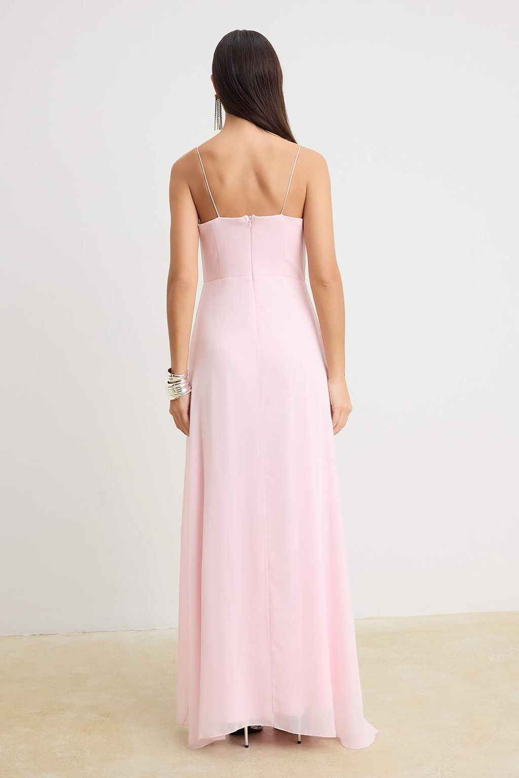 Siyah Duz Dokuma Sifon Maxi Abiye & Mezuniyet Elbisesi - Trendyolmilla фото 8