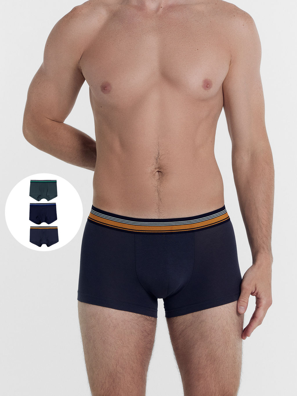 Трусы мужские боксеры мультипак (3 шт.) в сером цвете графит +морской +темный лес 411215-3