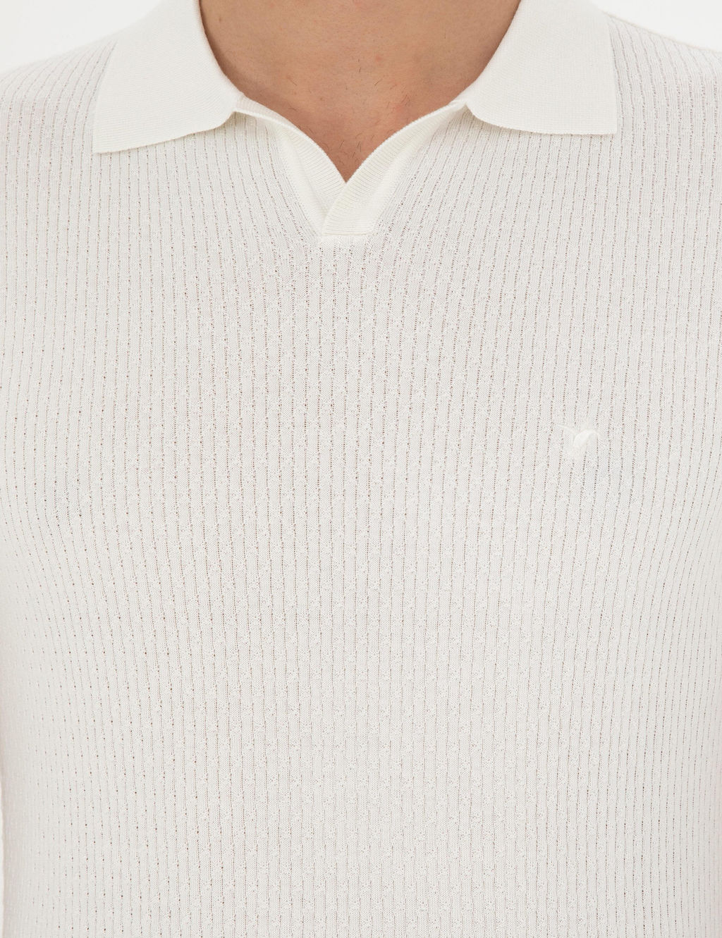 Белая приталенная трикотажная футболка с воротником-поло - Cacharel фото 7