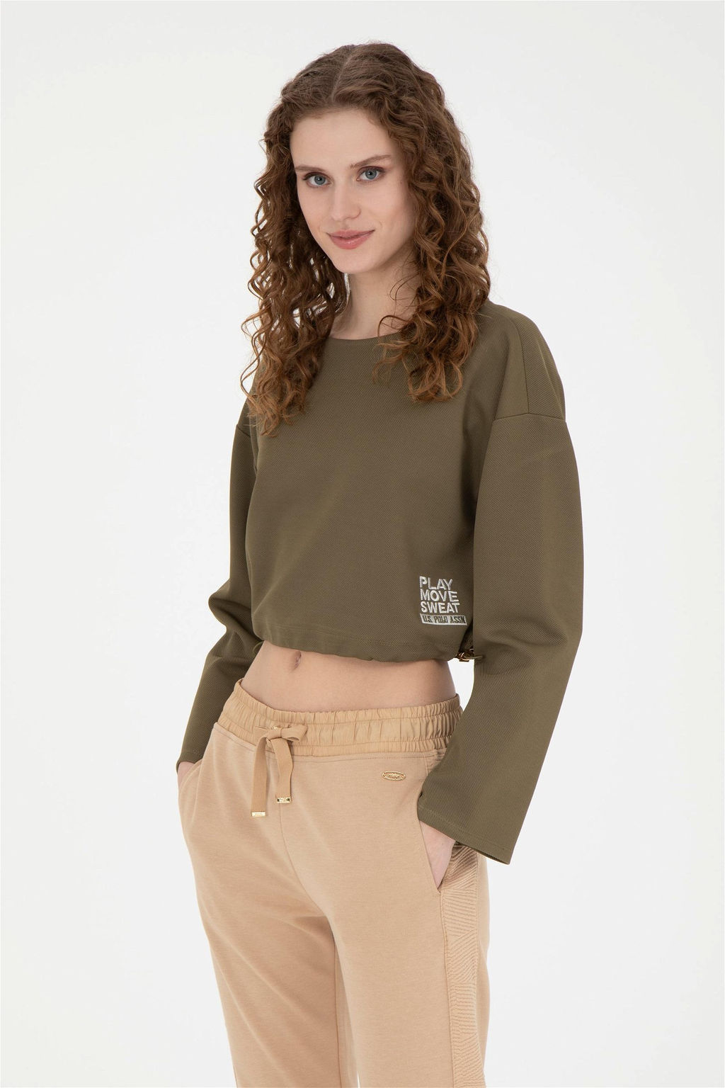 Женский свитшот цвета хаки - U.s. polo assn фото 3