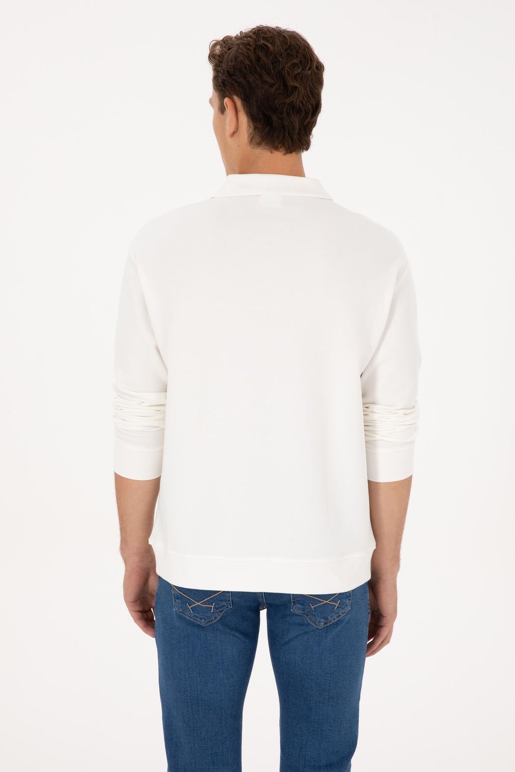 Erkek Beyaz Sweatshirt