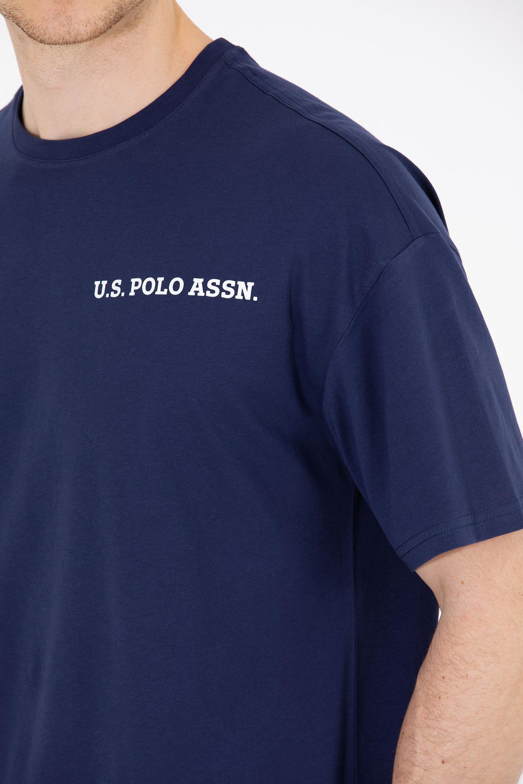 Футболка мужская U.S. Polo Assn оверсайз темно-синяя из хлопка фото 14