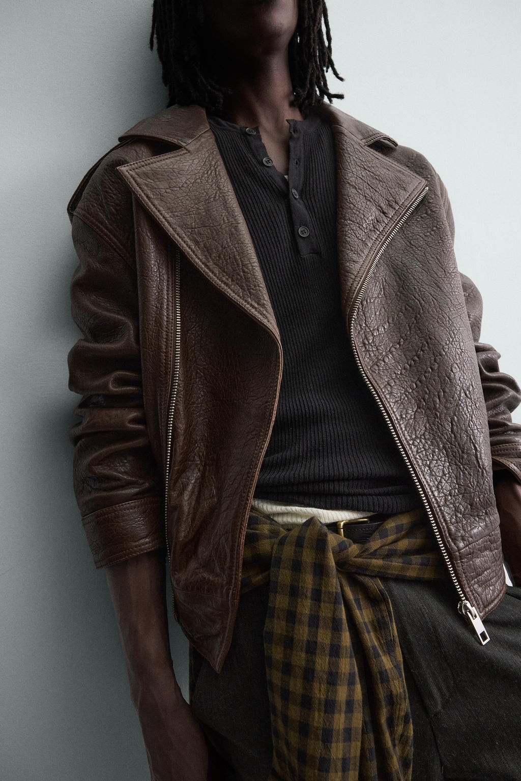 OVERSIZE LEATHER BIKER JACKET - Zara фото 16