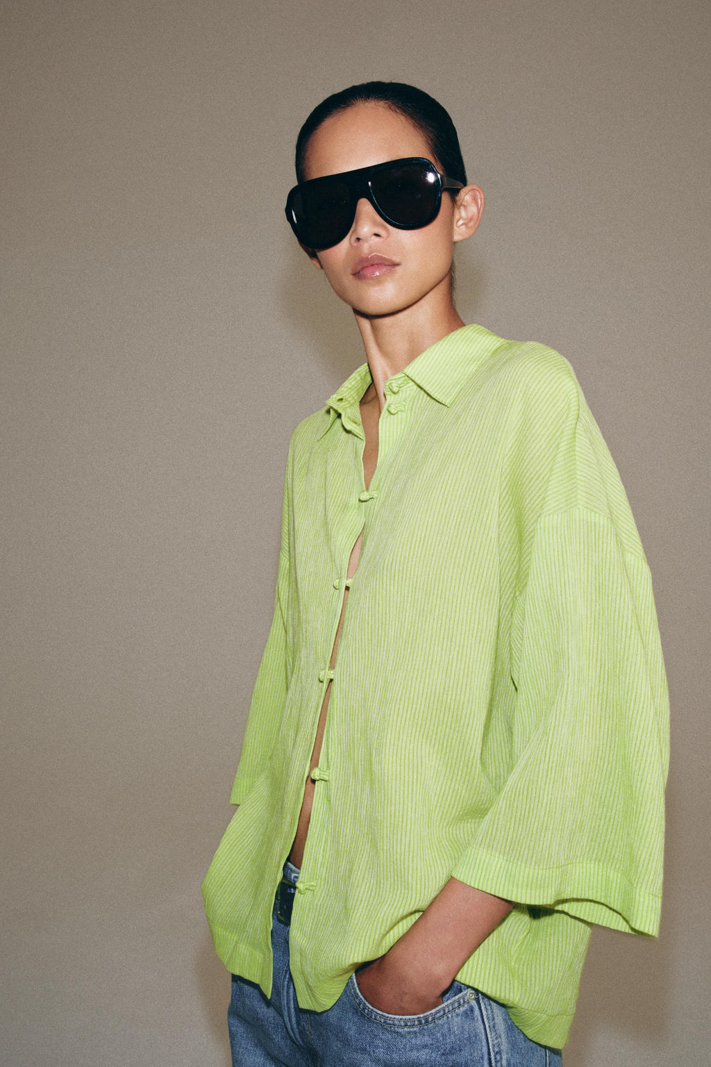 CAMISA MANGA CORTA ZW COLLECTION / Verde - Zara фото 2