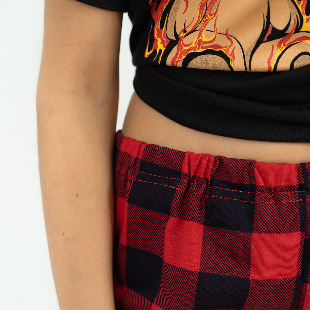 Пижама детская черный/красная клетка Forever Young 827п/1 (116, 60)