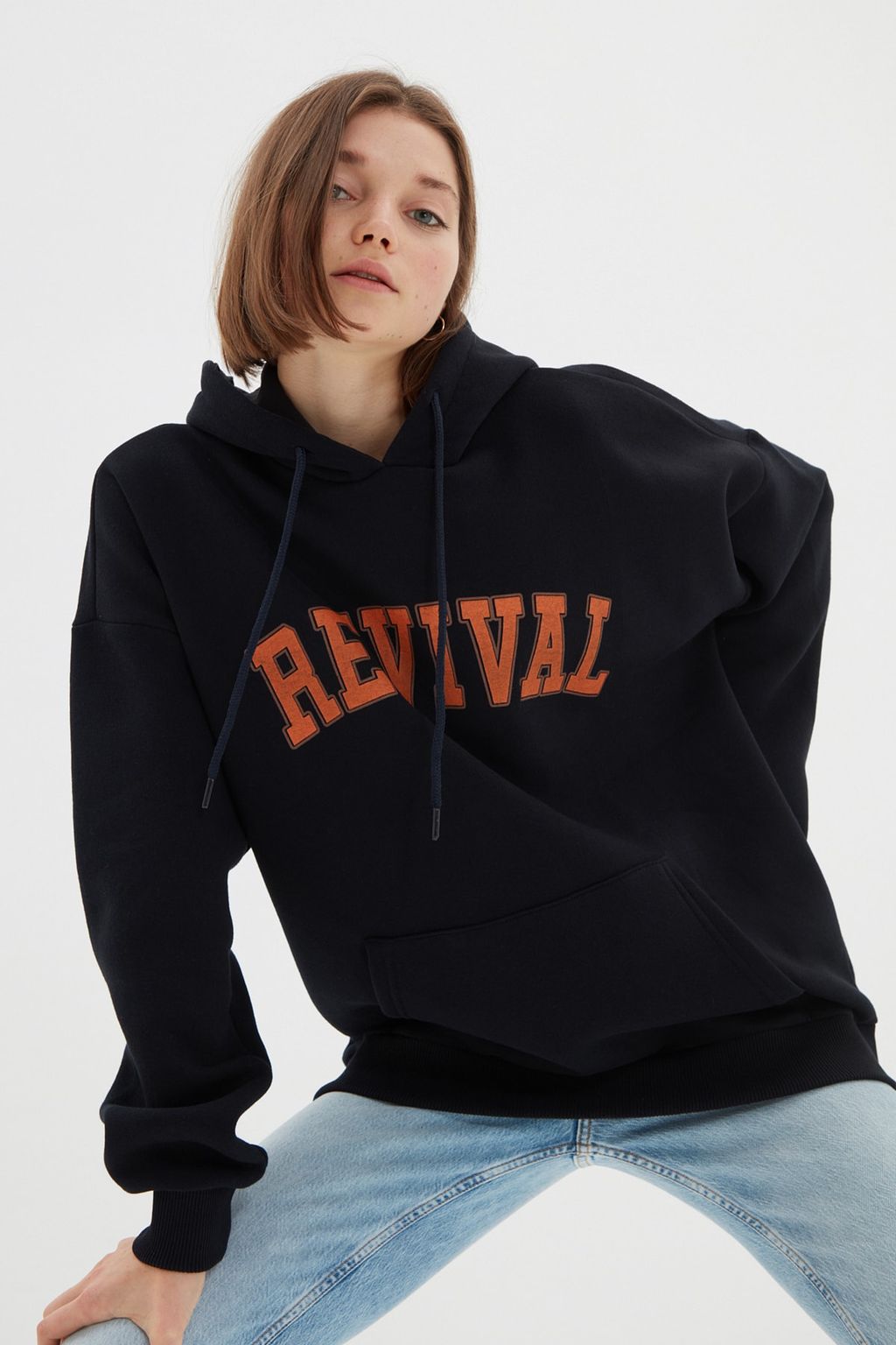 TRENDYOL MAN Kiremit Oversize/Genis Kesim Kapusonlu Ici Polar/S?cak Tutan Pamuk Unisex Sweatshirt TMNAW22SW1462 - Trendyolmilla фото 17