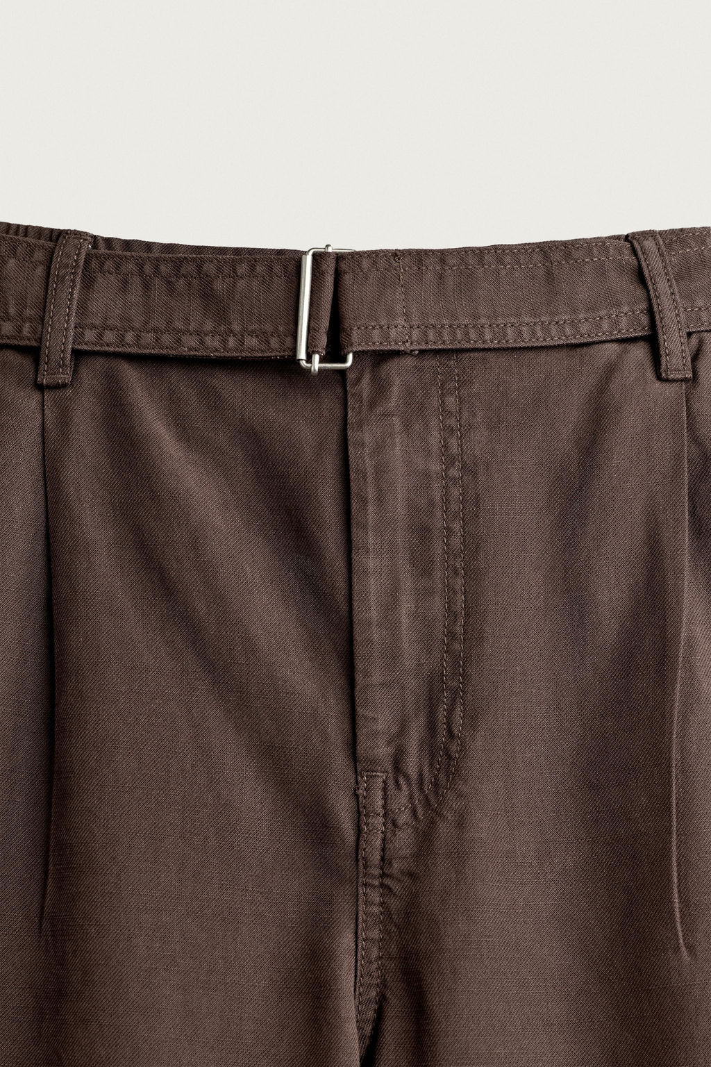 PANTAL?N RELAXED FIT PLIEGUES CINTUR?N / Marr?n / Topo - Zara фото 8