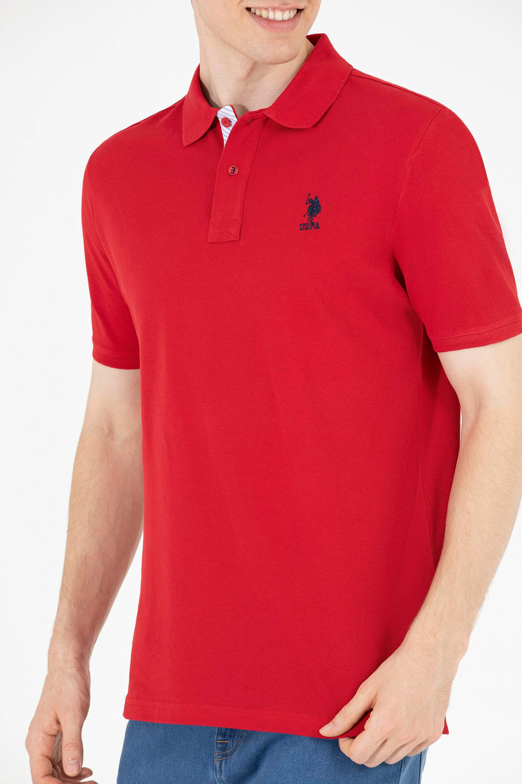 Мужская классическая красная футболка с воротником поло Basic - U.s. polo assn фото 20