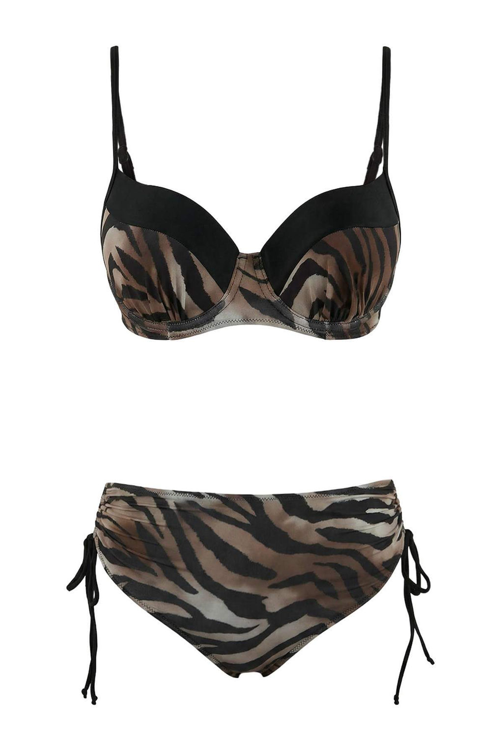 Leopar Desenli Renk Bloklu Balconette Kapl? Yuksek Bel Regular Bikini Tak?m? TBESS26BT00002 - Trendyolmilla фото 5