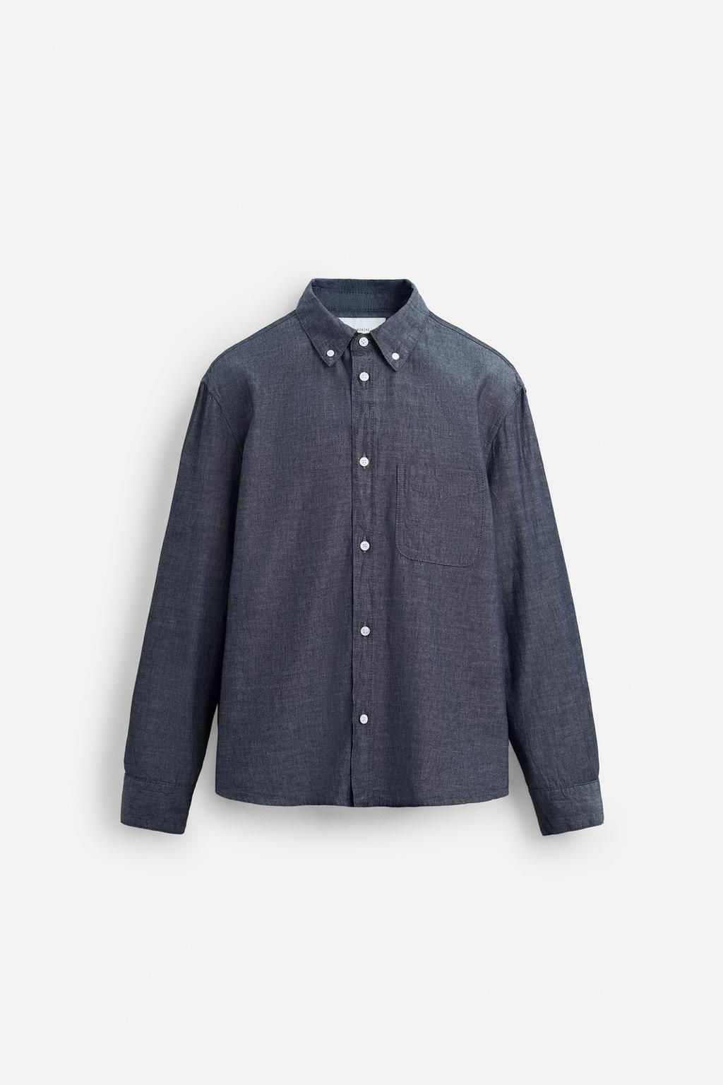 TEXTURED CHAMBRAY SHIRT - Zara фото 7