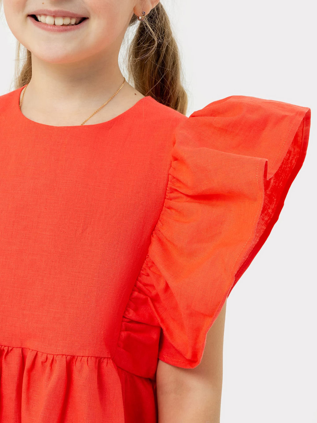 Платье для девочек в красном оттенке с декоративными рукавами - Mark formelle фото 4