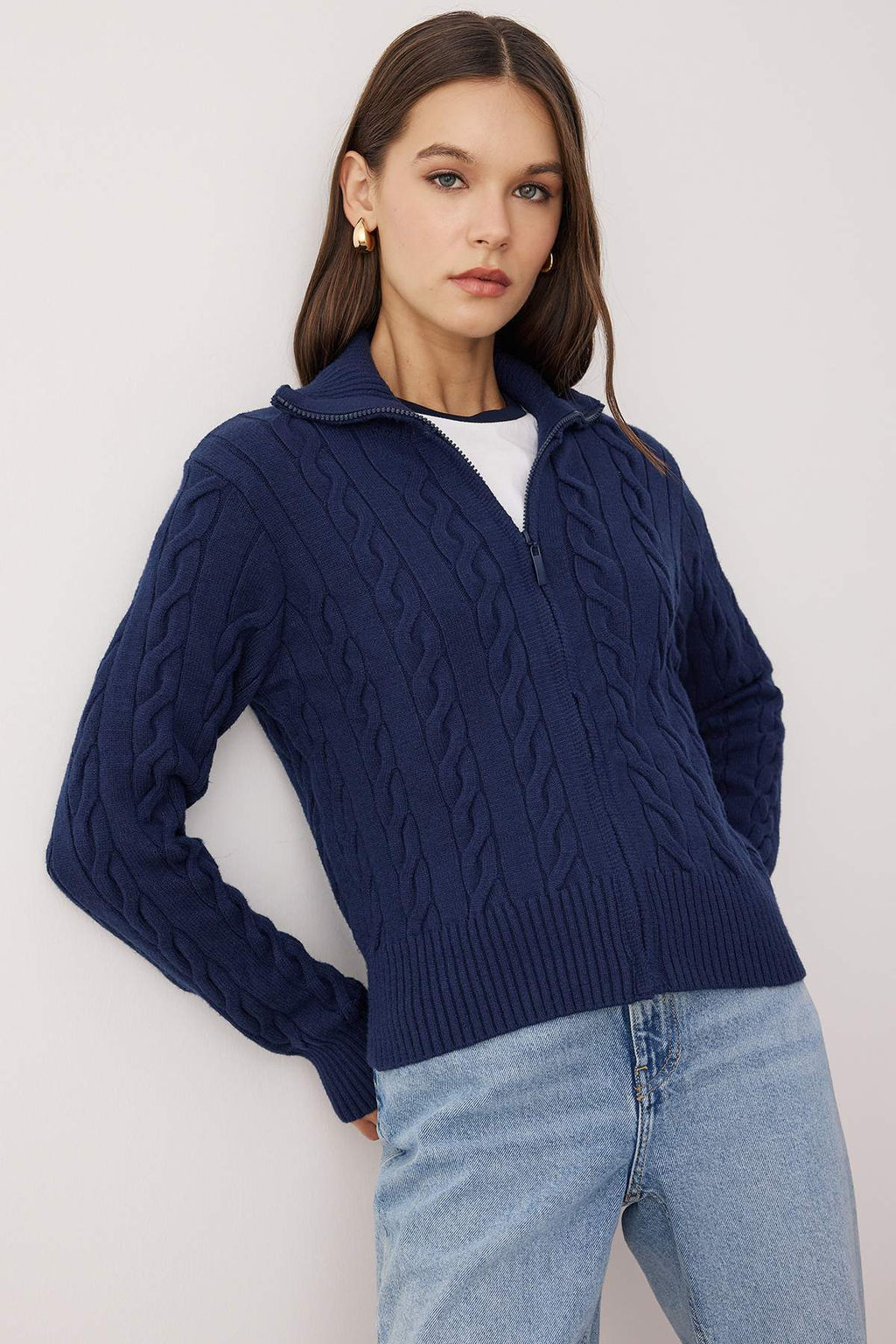 Wardrobe Essentials Lacivert Premium IplikDevrik Yaka Sac Orgulu Basic Triko H?rka | TWOAW26HI00137 - Trendyolmilla фото 5