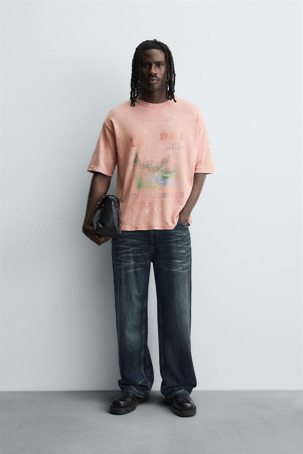 WASHED PRINT KNIT T-SHIRT