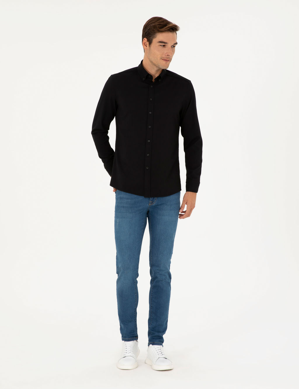Siyah Slim Fit Uzun Kollu G_mlek