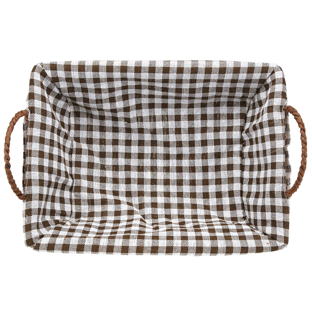 Корзина-сухарница плетеная Сластена 26х19см h7,5см, рисовая бумага, шоколадный, с ручками, металлический каркас, чехол хлопок на резинке, форма прямоугольная (Китай) - Домашняя Мода фото 3