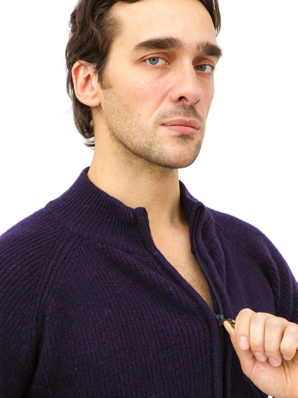 Кардиган из шерсти на замке BS 4063 темно-синий