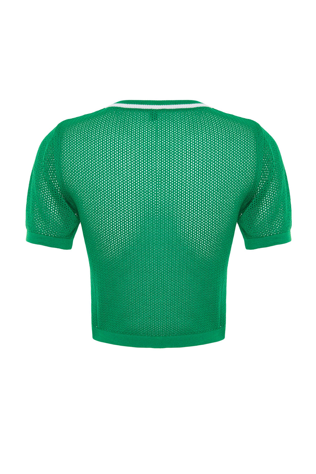 Yesil Crop Ajurlu/Delikli T-Shirt Gorunumlu Triko Kazak TWOSS24KZ00021 - Trendyolmilla фото 9