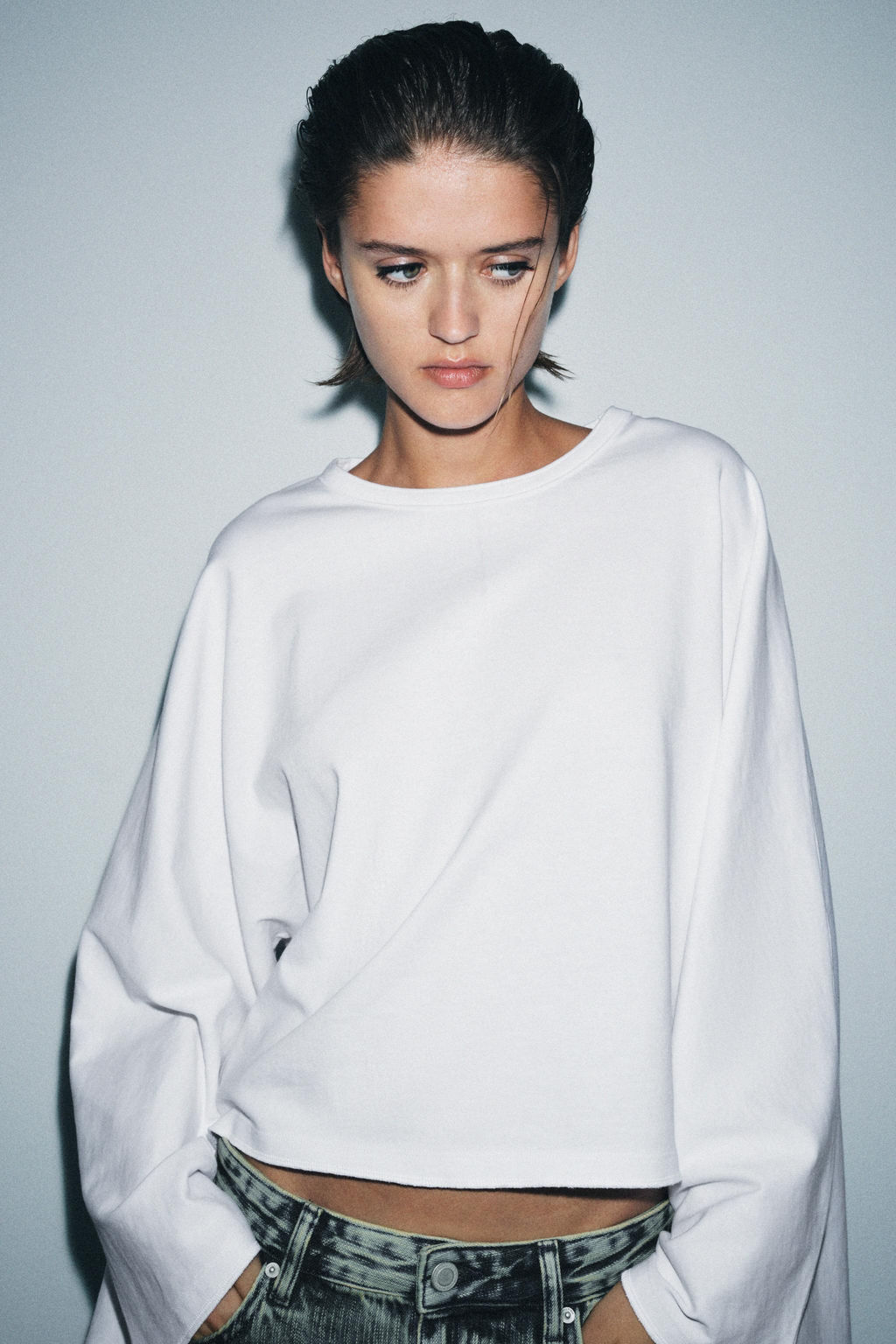 CAMISETA MANGA CAPA / Blanco - Zara фото 2
