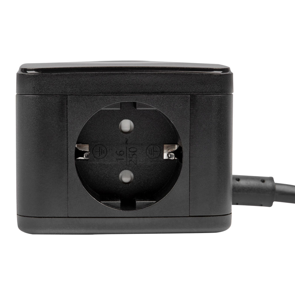 S-GCD2-1,5SBU BLACK Удлинитель серии Standard, с/з, шнур 1,5м, 2 гнезда, 3 USB, 16А. Черный. ТМ Uniel