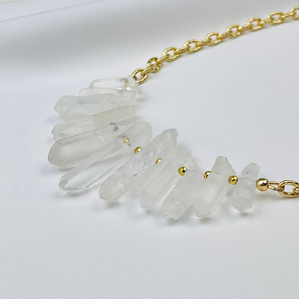 Колье на цепочке с необработанным Горным Хрусталем 44 см +