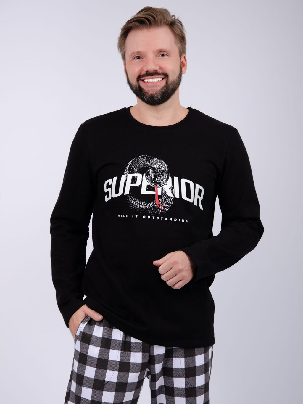 Пижама Превосходство, футер начес - Малина фото 2