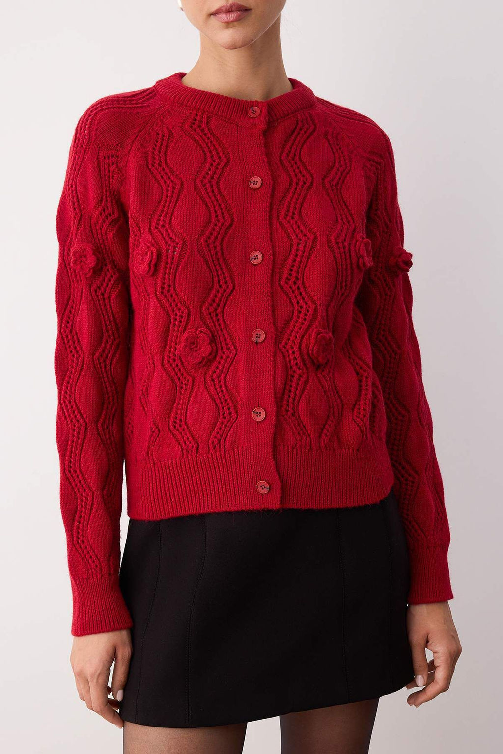 K?rm?z? Ajurlu Gul Detayl? Yumusak Dokulu Triko H?rka TWOAW26HI00071 - Trendyolmilla фото 3