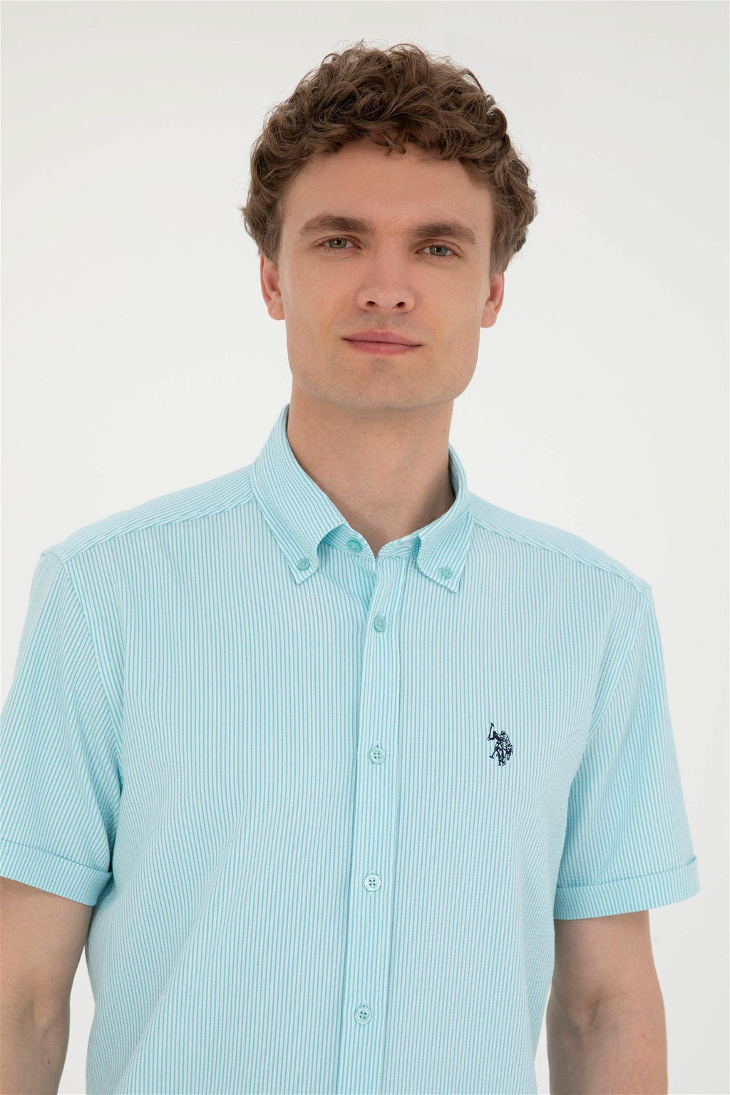 Мужская рубашка зеленого цвета с коротким рукавом Неожиданная скидка в корзине - U.s. polo assn фото 2