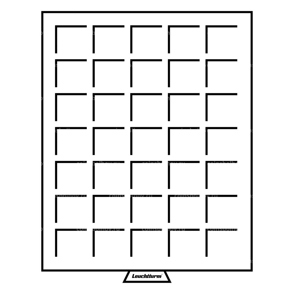 Кассета SMART на 35 квадратных ячеек для хранения и презентации монет диаметром до 27 мм LEUCHTTURM 302460