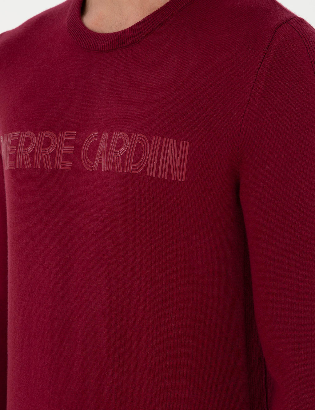 K_rm_z_ Slim Fit Bisiklet Yaka Y_n Kar___ml_ Triko Kazak - Pierre cardin фото 7