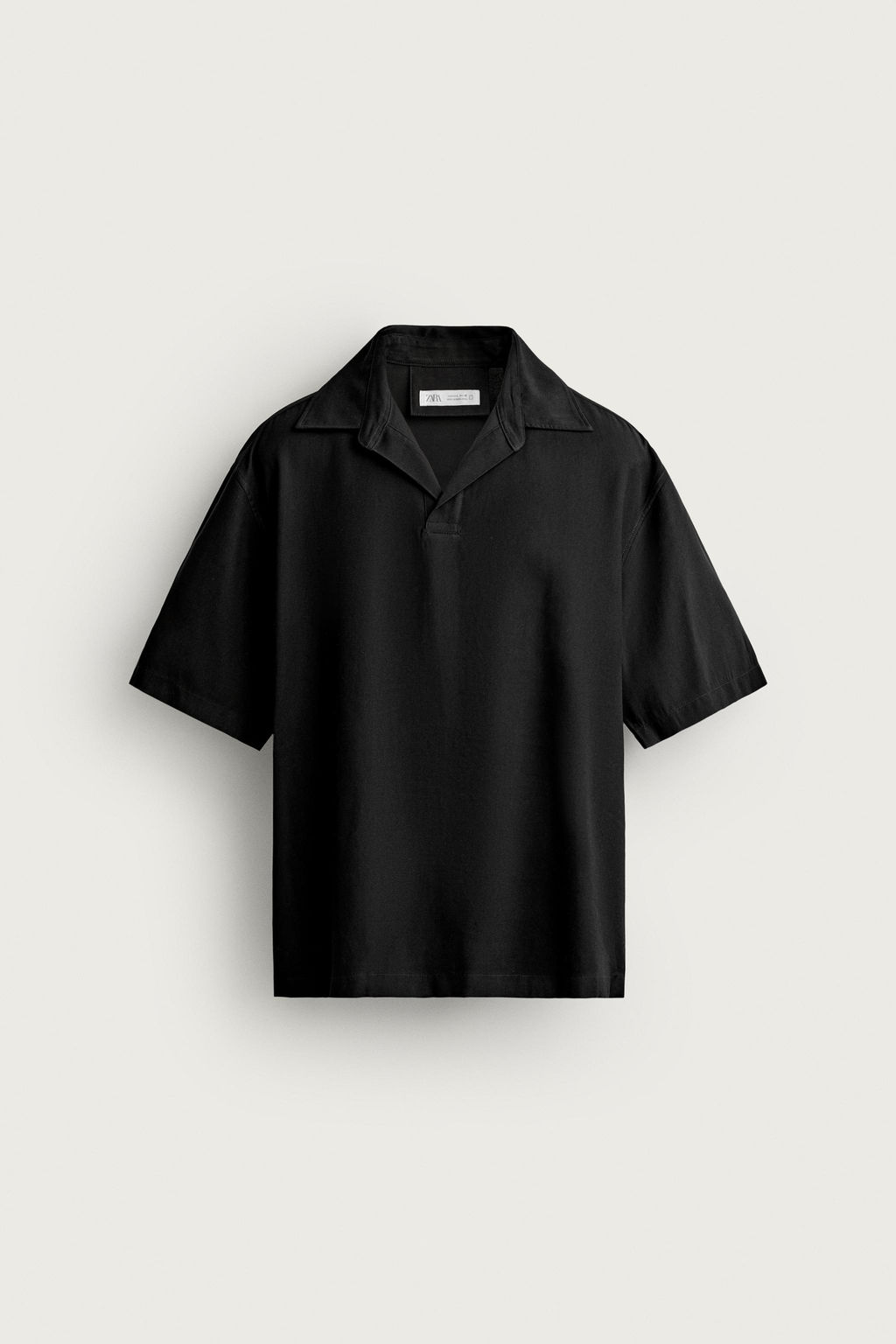 CAMISA POLO FLUIDO RELAXED FIT / Negro - Zara фото 9