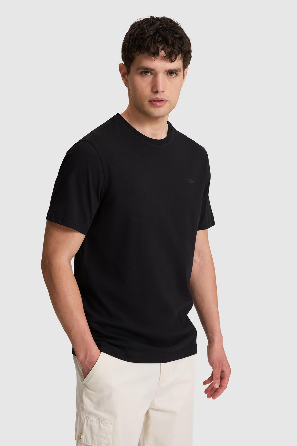 Erkek Siyah Regular Fit Polo Yaka Basic Ti__rt