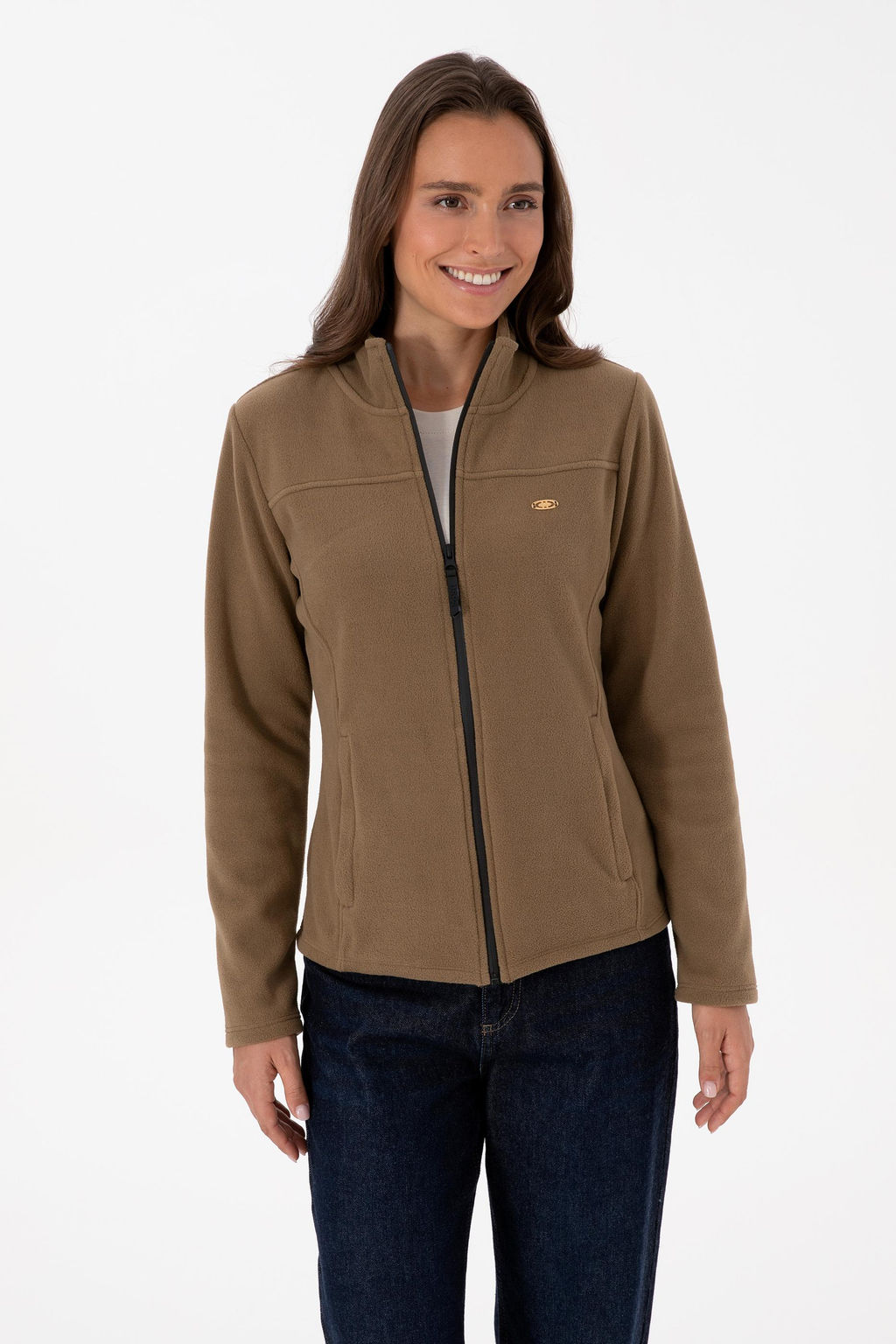 Kad_n Haki Fermuarl_ Dik Yaka Polar Sweatshirt - U.s. polo assn фото 3