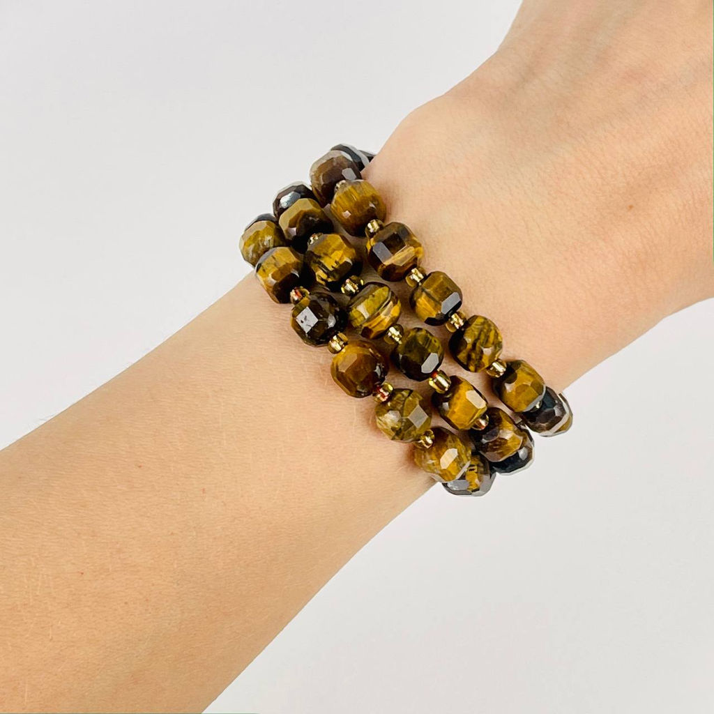 Бусины для украшений из Тигрового глаза (40 бусин) 38 см