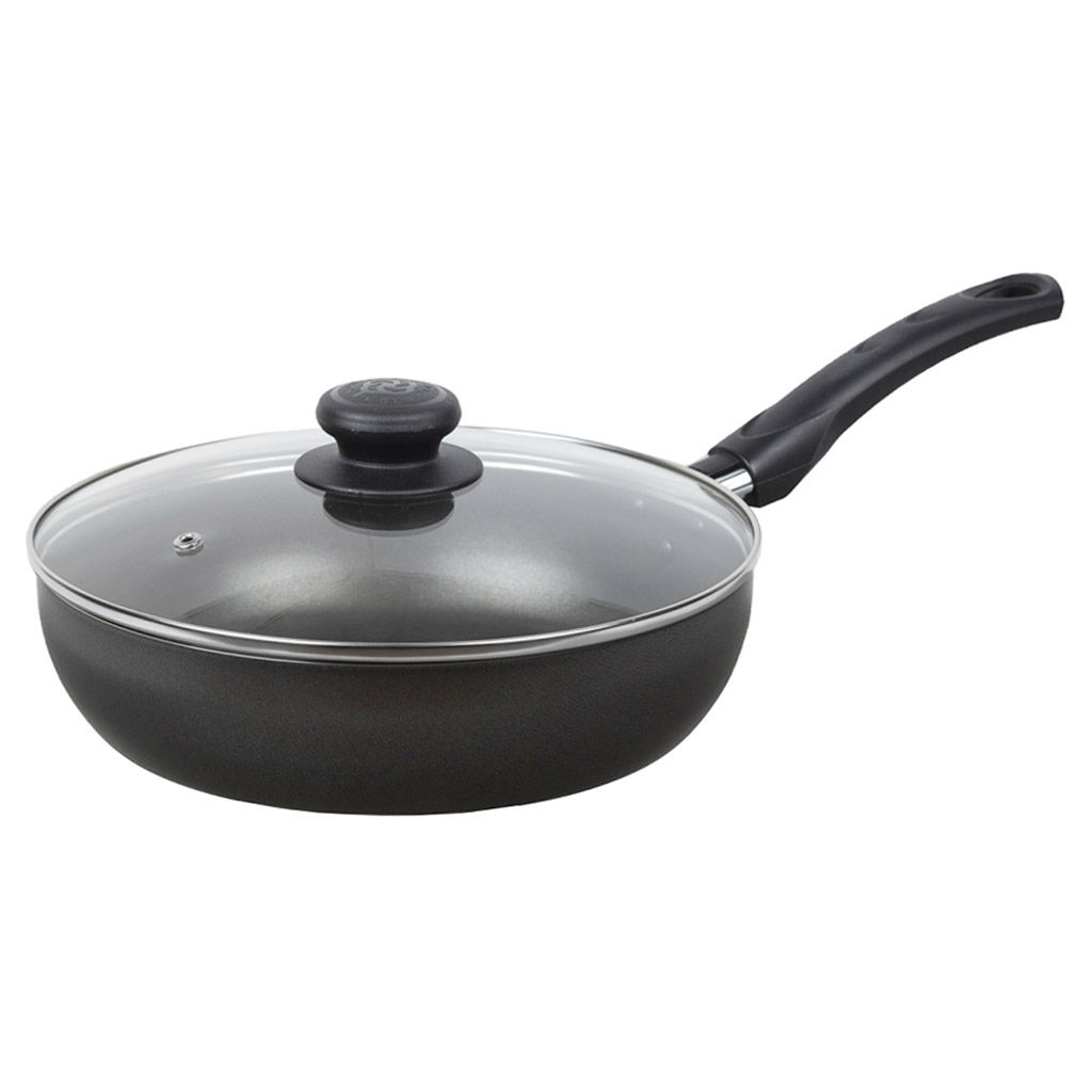 Атлас Сотейник с антипригарным покрытием д24см, h6,3см, s1,5мм, стеклянная крышка, бакелитовая ручка (Россия)