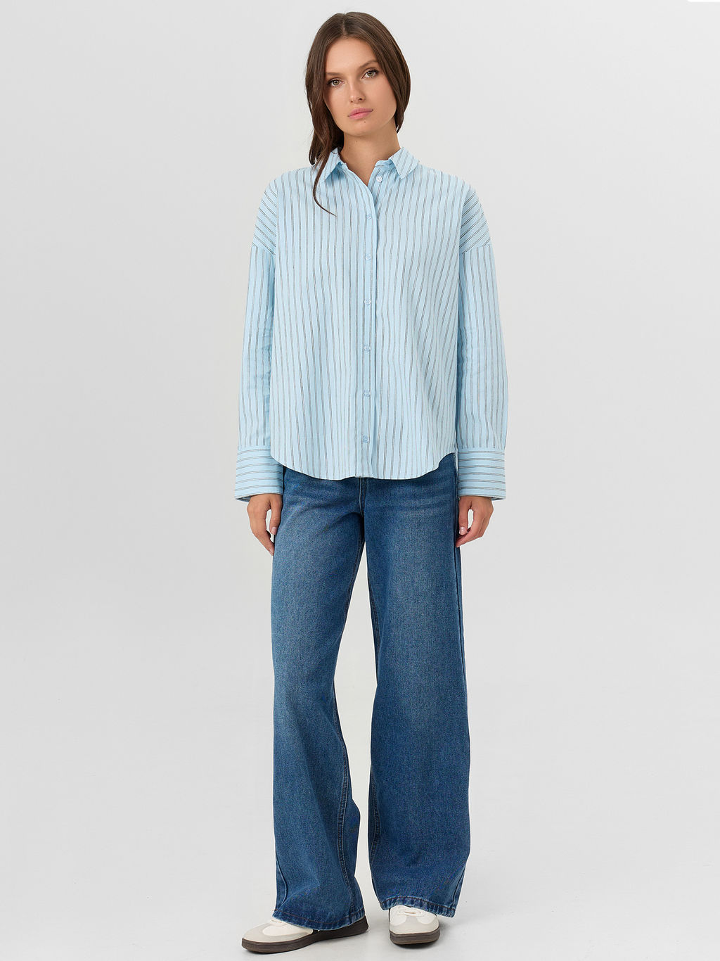 Рубашка женская голубая в полоску - Mark formelle фото 3