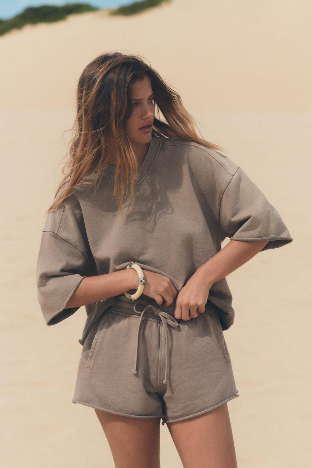 FADED-EFFECT FLEECE SHORTS - Zara фото 12