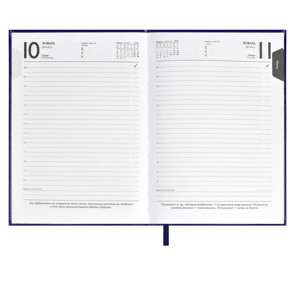 Ежедневник датированный 2024 ESCALADA, А6+, 176 л., арт. 63794/ 20 САРИФ-ЭКОНОМ СИНИЙ  фото 9